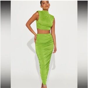 FASHION NOVA Kayline Slinky Skirt Set Brand New